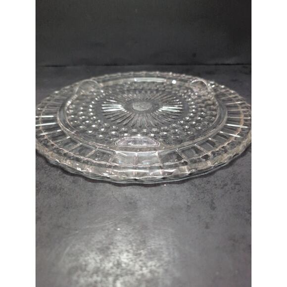 Federal Glass Cake Stand Sunflower Bubble, Tri-Footed Cake Plate, Cake Platter - Picture 6 of 8